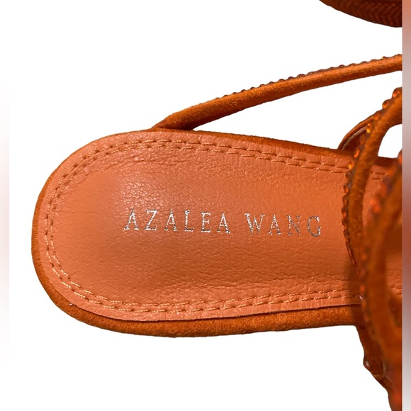 NIB AZALEA WANG COSMO ORANGE PLATFORM WEDGE SANDAL. Size 7.5M. - Picture 4 of 11